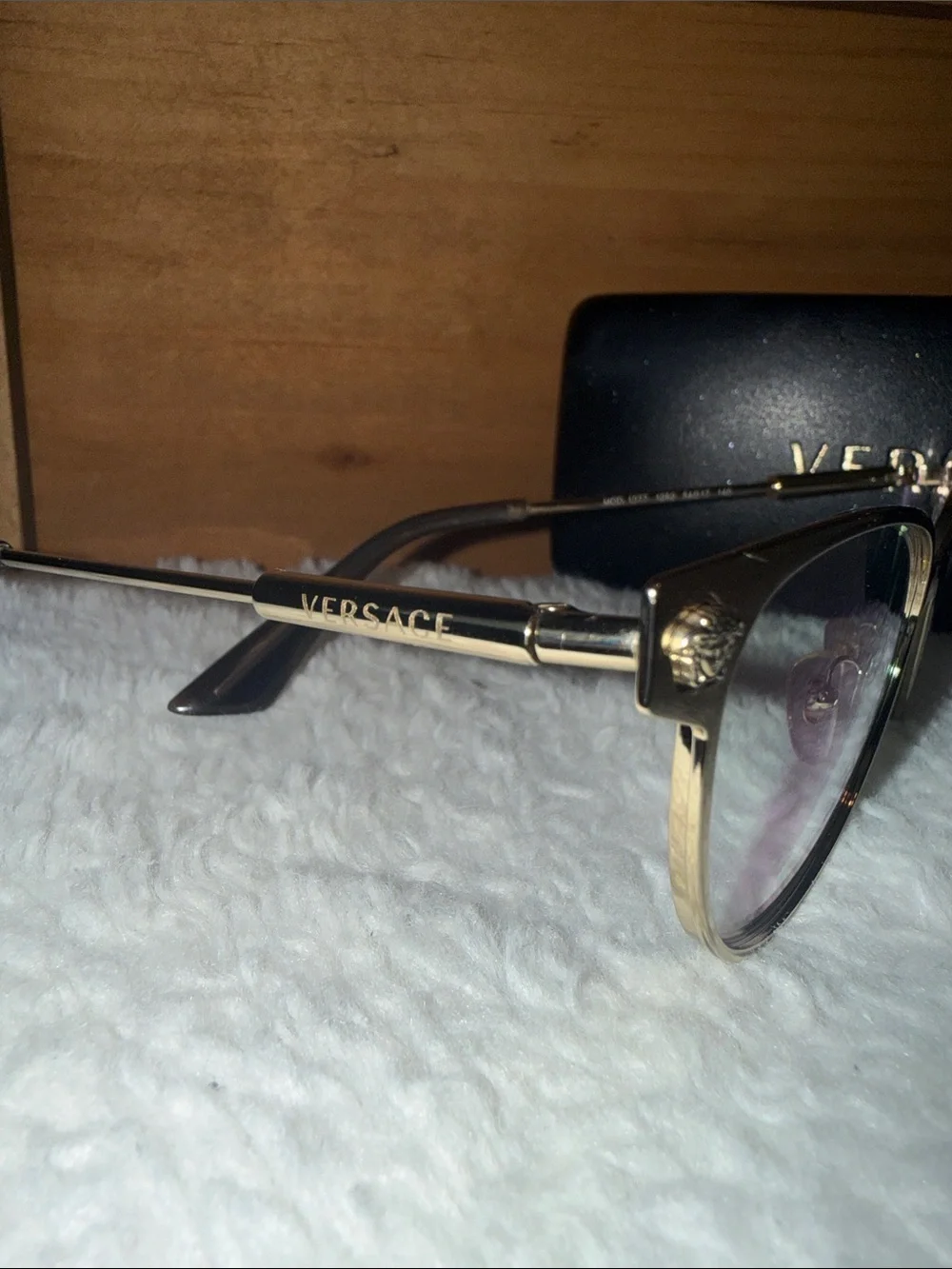 Versace Gold and Black Cat-Eye Women's Glasses